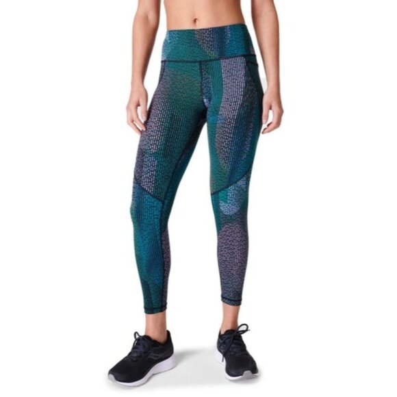 Sweaty Betty Power Pocket Workout 7/8 Leggings In Green City Lights Print 6 - Picture 1 of 9